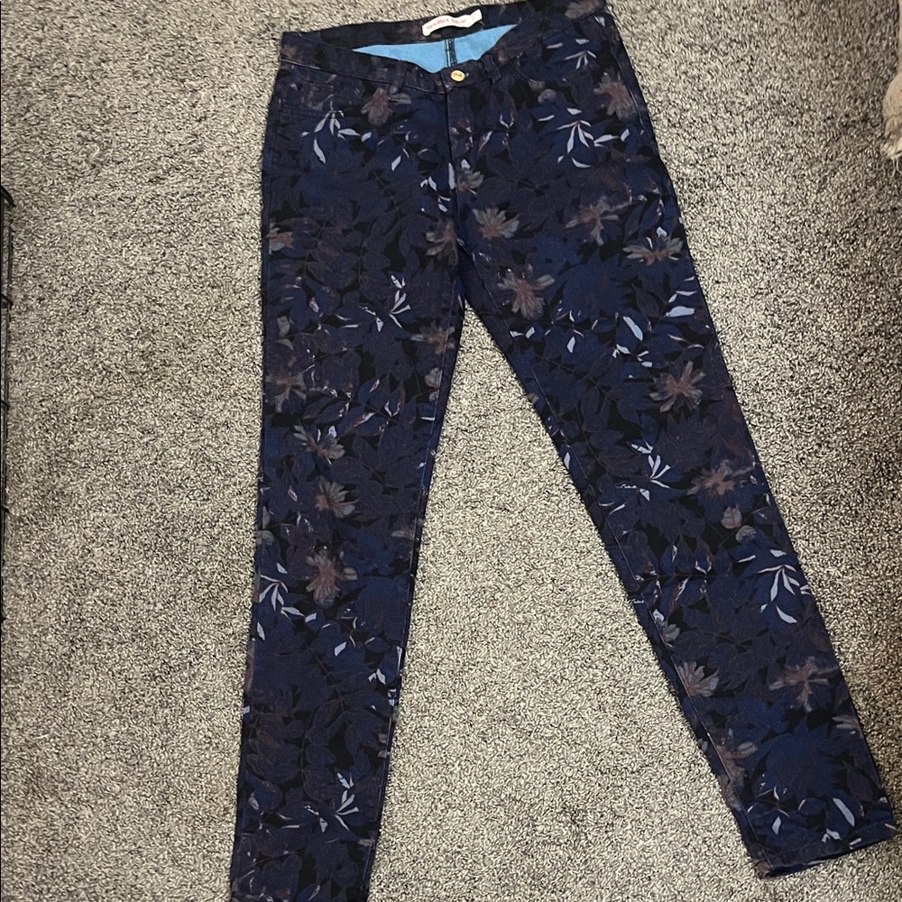 See By Chloe Navy and Black Floral Jeans